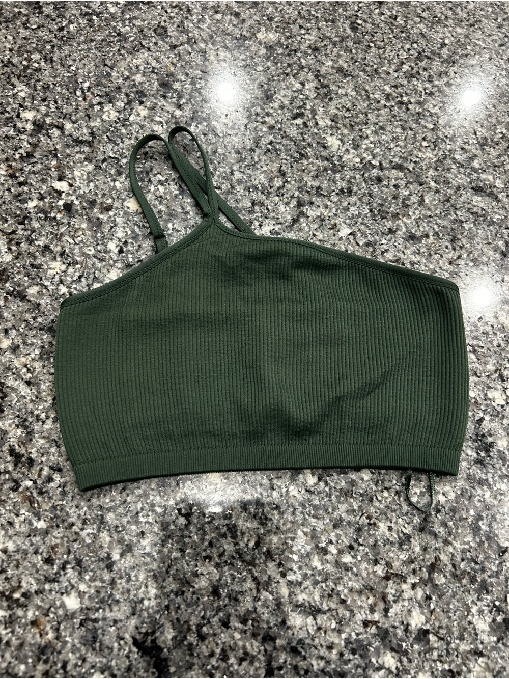 aerie Olive Green Ribbed Crop Tank